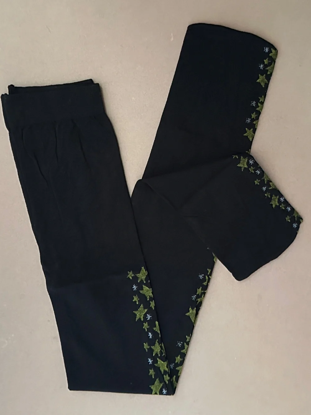 NEW Vintage Kids Black Leggings with Star Trim READ DESCRIP